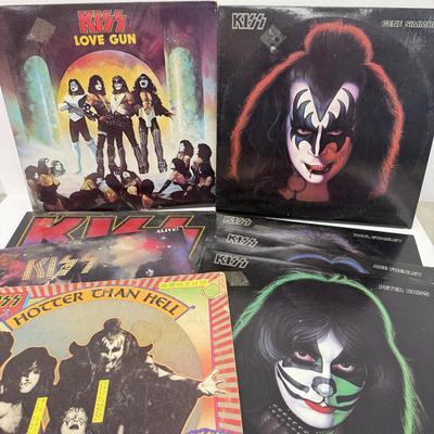 LOT 134: KISS Vinyl Record Album Collection: Love Gun, Hotter than Hell, Live Albums & More