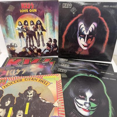 LOT 134: KISS Vinyl Record Album Collection: Love Gun, Hotter than Hell, Live Albums & More