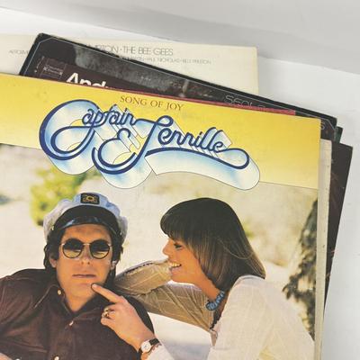 LOT 136: Stack of Various Vintage Vinyl Record Albums - Christmas Themed, Bill Cosby, 45s & More