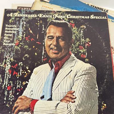 LOT 136: Stack of Various Vintage Vinyl Record Albums - Christmas Themed, Bill Cosby, 45s & More