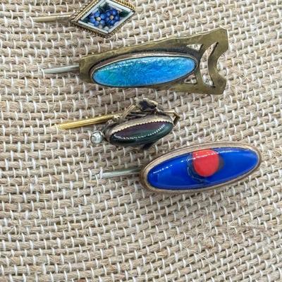 LOT 137: Vintage / Antique Hat Stick Pins w/ Natural & Simulated Gemstones