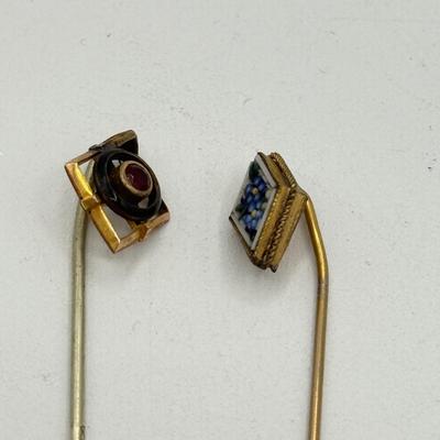 LOT 137: Vintage / Antique Hat Stick Pins w/ Natural & Simulated Gemstones