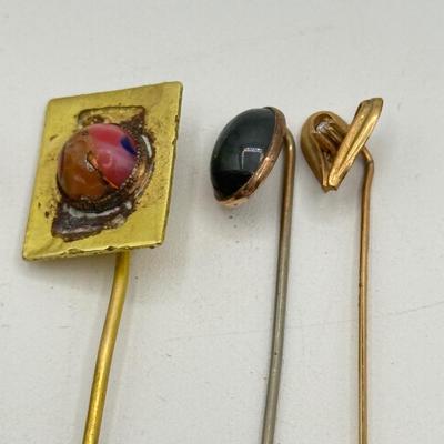 LOT 137: Vintage / Antique Hat Stick Pins w/ Natural & Simulated Gemstones