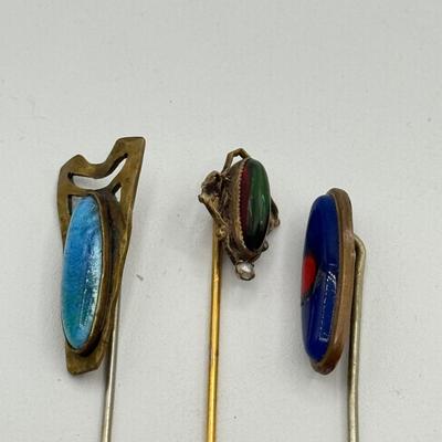 LOT 137: Vintage / Antique Hat Stick Pins w/ Natural & Simulated Gemstones