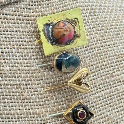 LOT 137: Vintage / Antique Hat Stick Pins w/ Natural & Simulated Gemstones