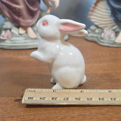 LOT 141: Grandeur Noel Hand-Painted Porcelain Angel Set, Vintage Glazed Ceramic Pitcher, Pennsbury Pottery Folk Art Slick Chick Yellow...