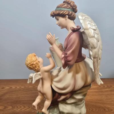 LOT 141: Grandeur Noel Hand-Painted Porcelain Angel Set, Vintage Glazed Ceramic Pitcher, Pennsbury Pottery Folk Art Slick Chick Yellow...