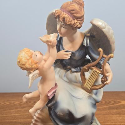 LOT 141: Grandeur Noel Hand-Painted Porcelain Angel Set, Vintage Glazed Ceramic Pitcher, Pennsbury Pottery Folk Art Slick Chick Yellow...