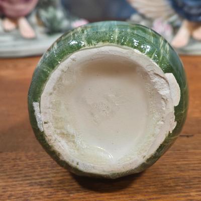 LOT 141: Grandeur Noel Hand-Painted Porcelain Angel Set, Vintage Glazed Ceramic Pitcher, Pennsbury Pottery Folk Art Slick Chick Yellow...