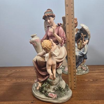 LOT 141: Grandeur Noel Hand-Painted Porcelain Angel Set, Vintage Glazed Ceramic Pitcher, Pennsbury Pottery Folk Art Slick Chick Yellow...