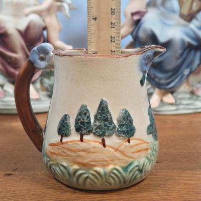 LOT 141: Grandeur Noel Hand-Painted Porcelain Angel Set, Vintage Glazed Ceramic Pitcher, Pennsbury Pottery Folk Art Slick Chick Yellow...