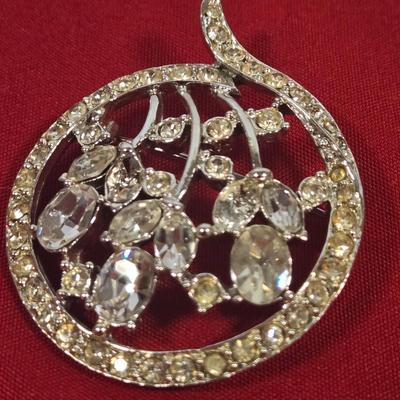 LOT 143: Premier Designs Aurora Flower Rhinestone Necklace & Bracelet and Vintage Rhinestone Flower Brooch