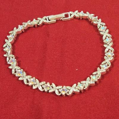 LOT 143: Premier Designs Aurora Flower Rhinestone Necklace & Bracelet and Vintage Rhinestone Flower Brooch