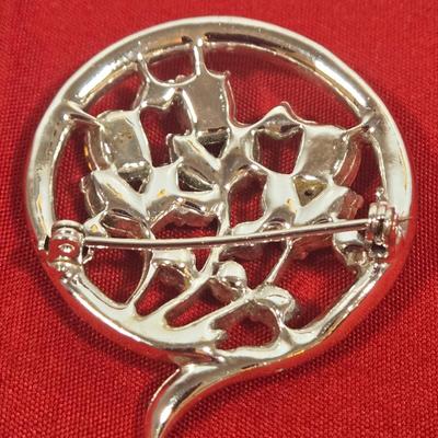 LOT 143: Premier Designs Aurora Flower Rhinestone Necklace & Bracelet and Vintage Rhinestone Flower Brooch