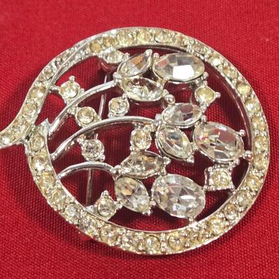 LOT 143: Premier Designs Aurora Flower Rhinestone Necklace & Bracelet and Vintage Rhinestone Flower Brooch