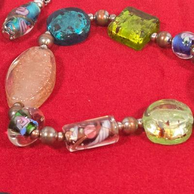 LOT 144: Silver-tone Bow Rhinestone Necklace, Premier Designs Murano Art Glass Style Beaded Necklace & Bracelet, Silver-tone Chain...