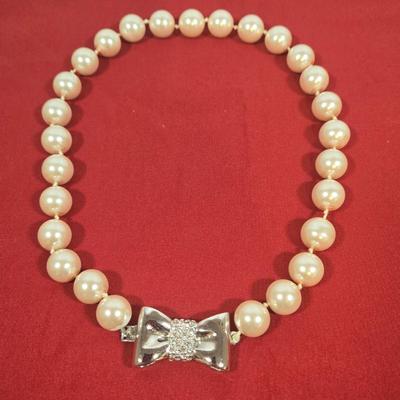 LOT 144: Silver-tone Bow Rhinestone Necklace, Premier Designs Murano Art Glass Style Beaded Necklace & Bracelet, Silver-tone Chain...