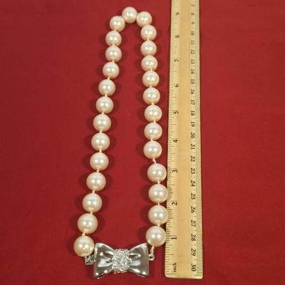 LOT 144: Silver-tone Bow Rhinestone Necklace, Premier Designs Murano Art Glass Style Beaded Necklace & Bracelet, Silver-tone Chain...