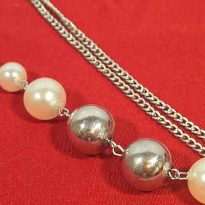 LOT 144: Silver-tone Bow Rhinestone Necklace, Premier Designs Murano Art Glass Style Beaded Necklace & Bracelet, Silver-tone Chain...