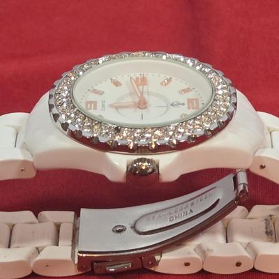 LOT 146: Silver-tone Bangle Bracelets with Charms, Alex and Ani Necklace, and Premier Designs White Hot Watch