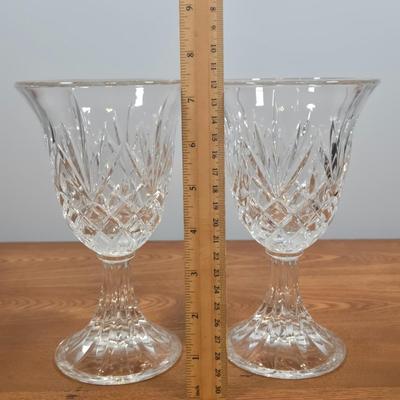 LOT 148: Cristal D'Arques Longchamp Lead Crystal Pitcher, Godinger Lexington Crystal Goblets, and Vintage Kromex MCM Copper Color...
