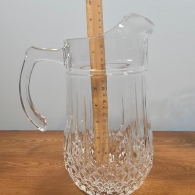 LOT 148: Cristal D'Arques Longchamp Lead Crystal Pitcher, Godinger Lexington Crystal Goblets, and Vintage Kromex MCM Copper Color...