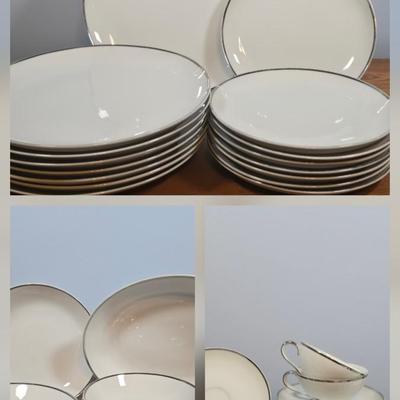 LOT 150: Vintage Harmony House China Set/ 8 Dinner Plates, 8 Salad Plates, 7 Soup Bowls, 7 Dessert Bowls, 1 Serving Bowl, 8 Cups &...