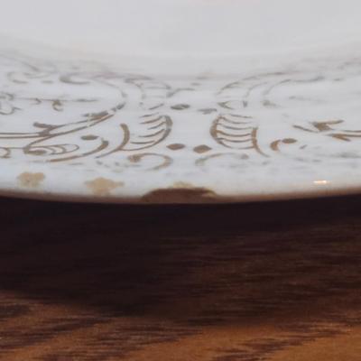 LOT 151: Vintage Sebring Pottery Chantilly Dinnerware/ 8 Dinner Plates, 8 Soup Bowls, 4 Dessert Plates, 4 Dessert Bowls, and Creamer...