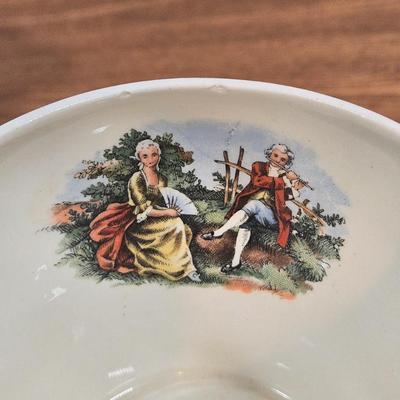 LOT 151: Vintage Sebring Pottery Chantilly Dinnerware/ 8 Dinner Plates, 8 Soup Bowls, 4 Dessert Plates, 4 Dessert Bowls, and Creamer...