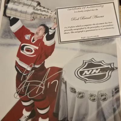 LOT 157: Hockey Cards Featuring Lindros, LeClair, Boucher, and More/ Rod Brind'Amour Autographed Photo with COA, Cards, Bobble Head,...