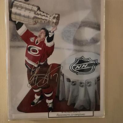 LOT 157: Hockey Cards Featuring Lindros, LeClair, Boucher, and More/ Rod Brind'Amour Autographed Photo with COA, Cards, Bobble Head,...