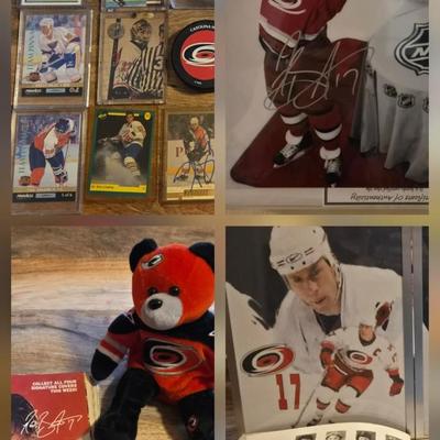 LOT 157: Hockey Cards Featuring Lindros, LeClair, Boucher, and More/ Rod Brind'Amour Autographed Photo with COA, Cards, Bobble Head,...