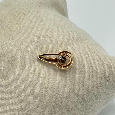LOT 181: 14k Gold Antique Diamond & Seed Pearl Hat Pin (1.3g)