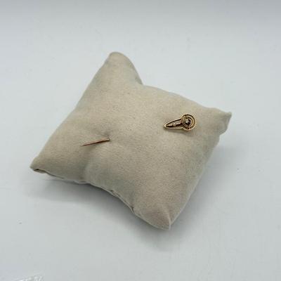 LOT 181: 14k Gold Antique Diamond & Seed Pearl Hat Pin (1.3g)