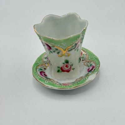 LOT 187: Vintage Hand Painted Porcelain Holders- two are for stick pins- 2 are for matches/toothpicks
