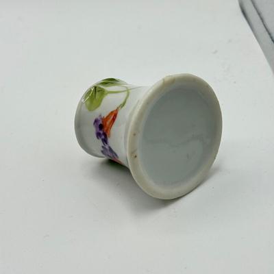 LOT 187: Vintage Hand Painted Porcelain Holders- two are for stick pins- 2 are for matches/toothpicks