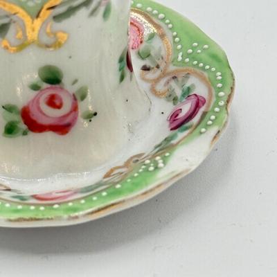 LOT 187: Vintage Hand Painted Porcelain Holders- two are for stick pins- 2 are for matches/toothpicks