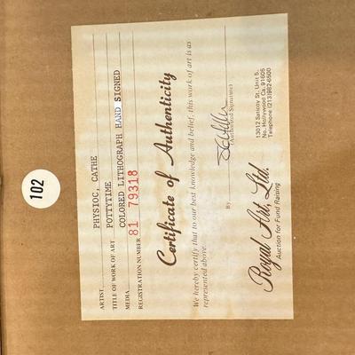 Vintage Framed Art Deco Pottytime Signed Lithographs With COA Cathie Physioc