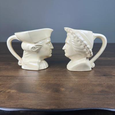 American Pottery George And Martha Washington Ceramic Creamers