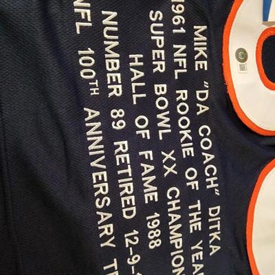Mike Ditka Signed Stat Custom Blue Jersey Chicago Bears Autograph Beckett COA XL