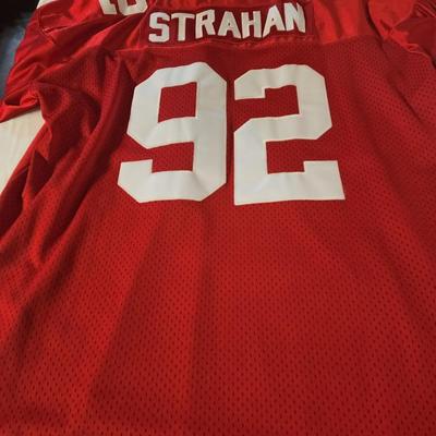Reebok NFL NY Giants Michael Strahan 92 Red Football Jersey Superbowl SZ 60