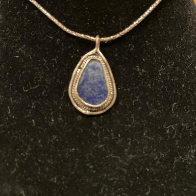 Silver pendant & possible lapis