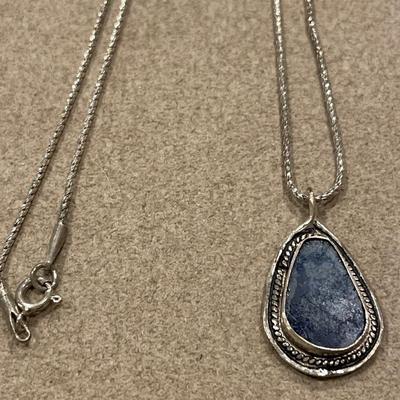 Silver pendant & possible lapis