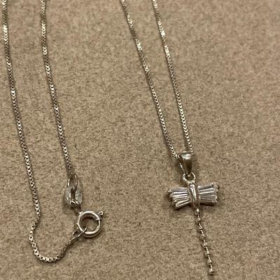 Super cute dragonfly pendant on Sterling necklace