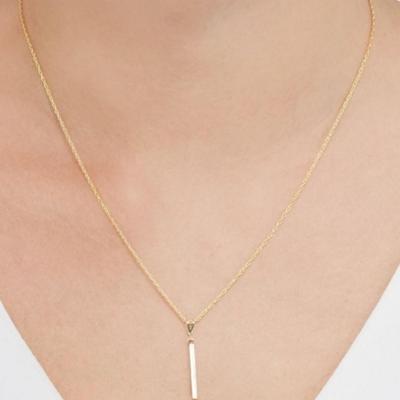 Everlasting Gold 10k Gold Square Tube Drop Pendant