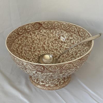 Doulton Burslem Transferware Punchbowl & Vintage Ladle (DR-SF)