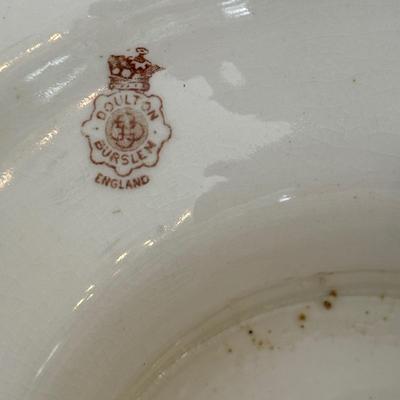 Doulton Burslem Transferware Punchbowl & Vintage Ladle (DR-SF)