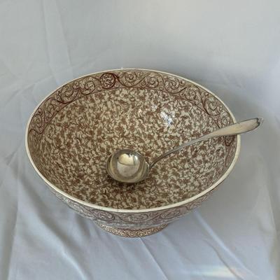 Doulton Burslem Transferware Punchbowl & Vintage Ladle (DR-SF)
