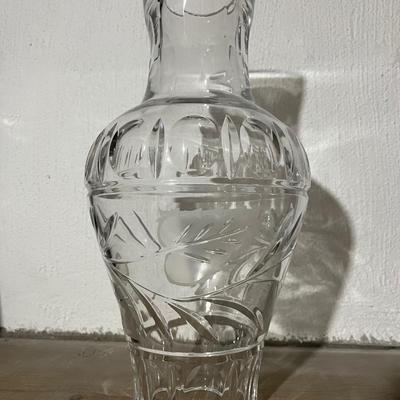 Vintage Crystal decanter vase with floral cut pattern