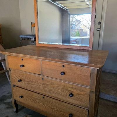 Mission Style Dresser with Mirror